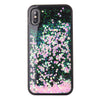 Phone Cover Pink Heart Sequin Glitter Liquid Quicksand Case Protector Rhinestone Encrusted PC Hard Shell for iPhone X