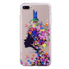 Phone Cover Transparent TPU Case Flower Girl Pattern Soft Protector Shell for iPhone