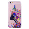 Phone Cover Transparent TPU Case Flower Girl Pattern Soft Protector Shell for iPhone