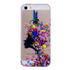 Phone Cover Transparent TPU Case Flower Girl Pattern Soft Protector Shell for iPhone