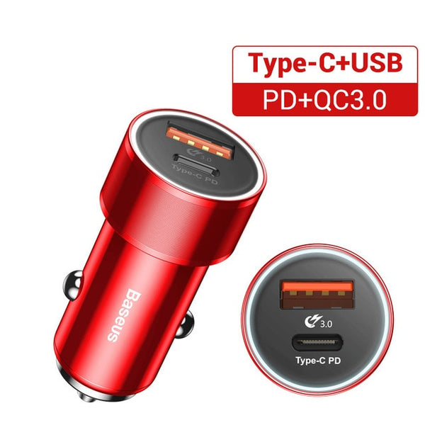 36W Dual USB Quick Charge QC 3.0 Car Charger For iPhone USB Type-C PD Fast Charger Mobile Phone Quick Charger Car-Charger