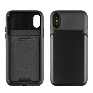 3 in 1 Dual Layer Shockproof Phone Case with Mirror Cards Holder Kickstand Wallet Style Flip Back Phone Case Cover for iPhone X