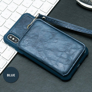 iPhone X Zipper Wallet Case,iPhone X Wallet Case, Leather Wallet Zipper Case with card holder